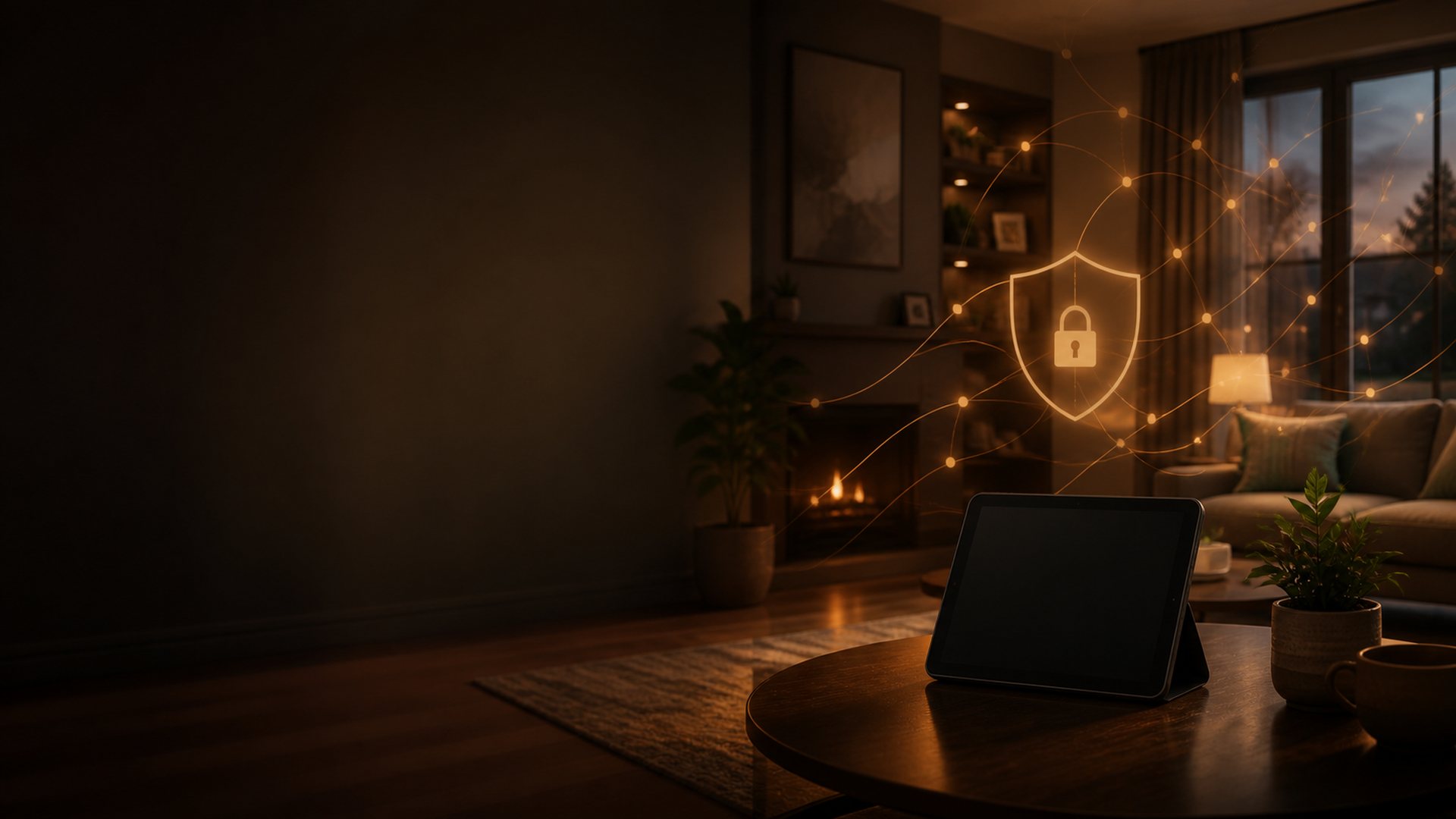 Warm home interior with privacy and responsible AI safeguards